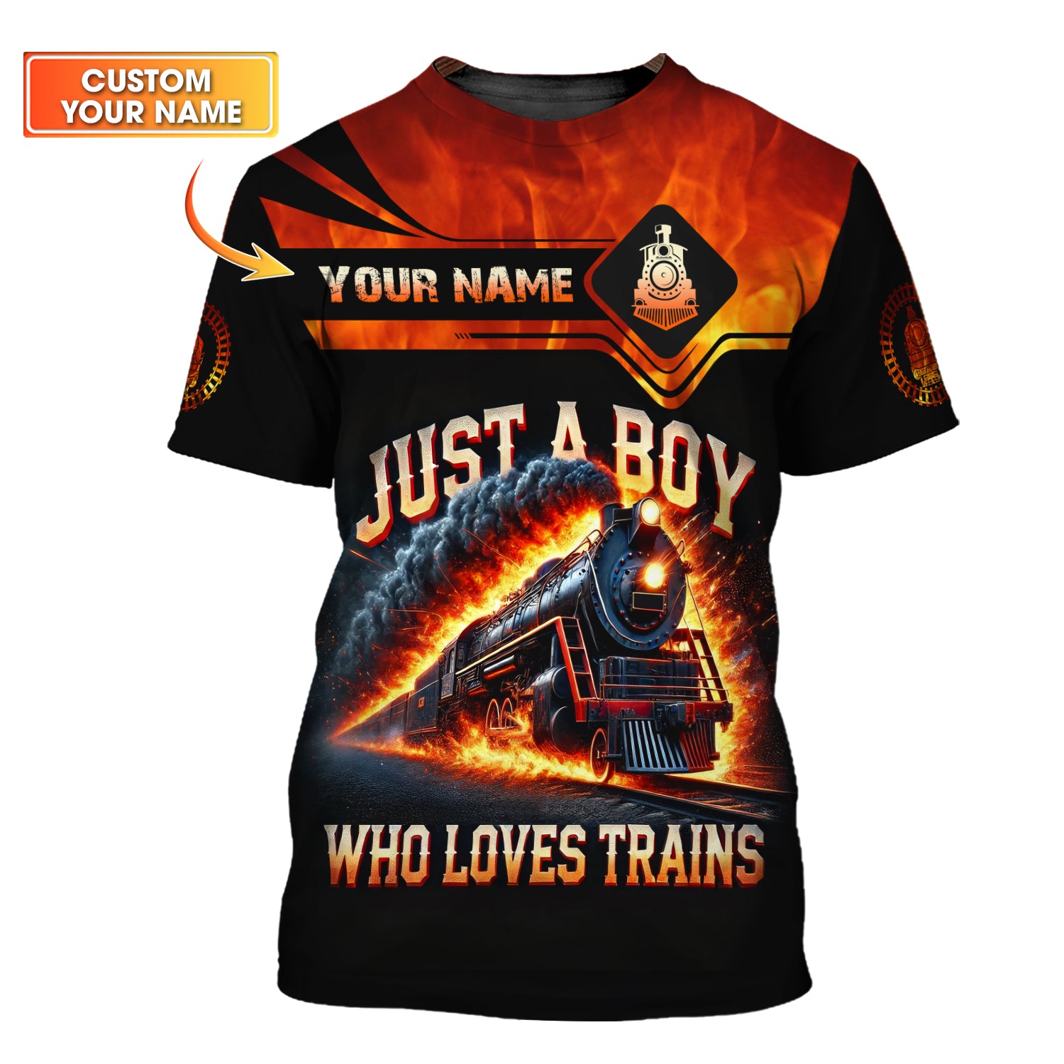 Railspirit Personalized Just A Boy Who Loves Trains T-Shirt - Epic Steam Engine Design for Rail Fans