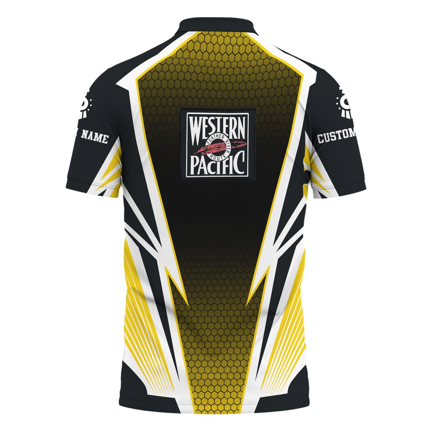 Railspirit Personalized Western Pacific Railroad Polo Shirt Lightning Graphic Style Shirt Gift Idea For Train Lover