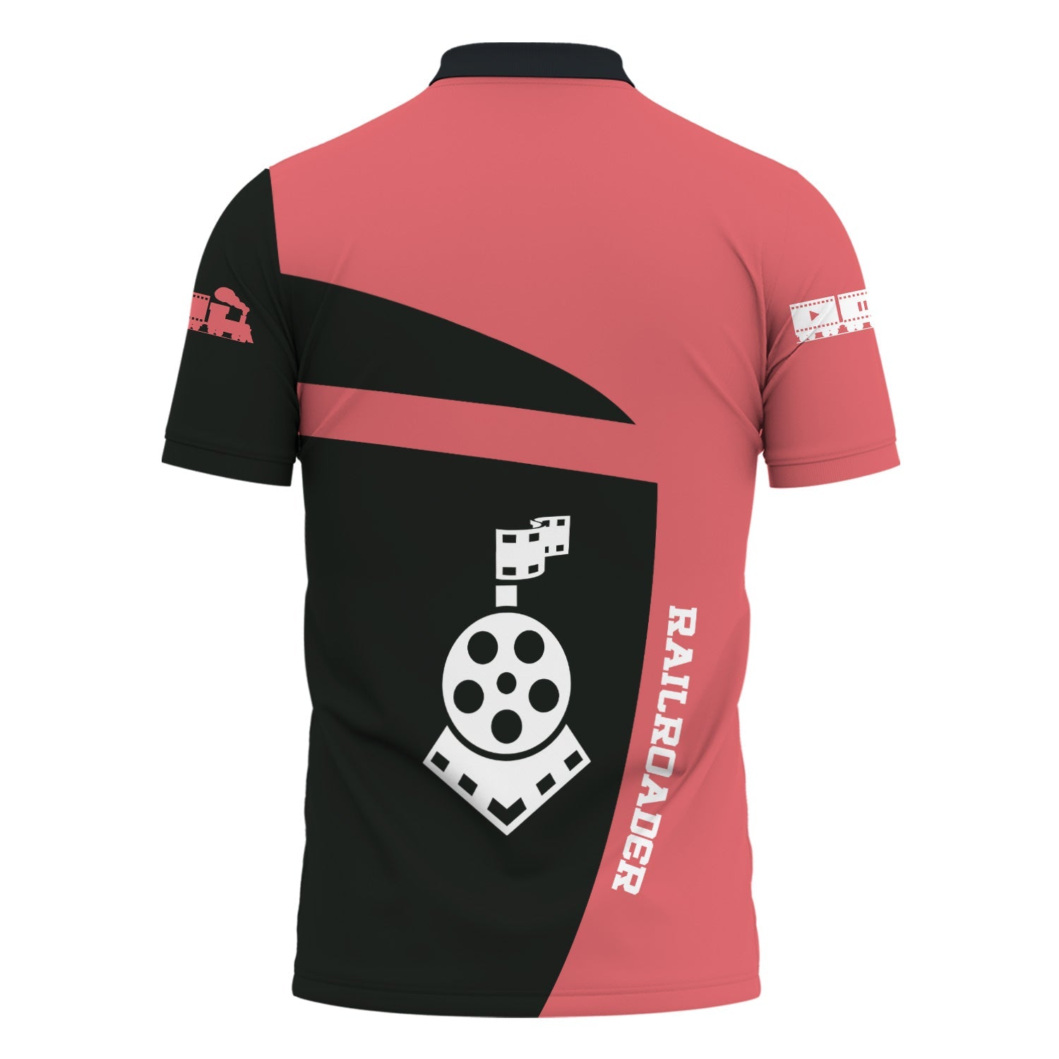 Railspirit Personalized Western Pacific Railroad Polo Shirt All Aboard Steam Train Movie Projector Style Shirt