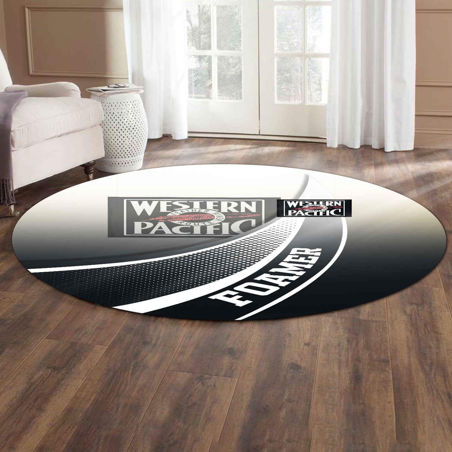 Railspirit Western Pacific Railroad Round Mat Railway-Themed Style Mat Gift Idea For Trainspotter