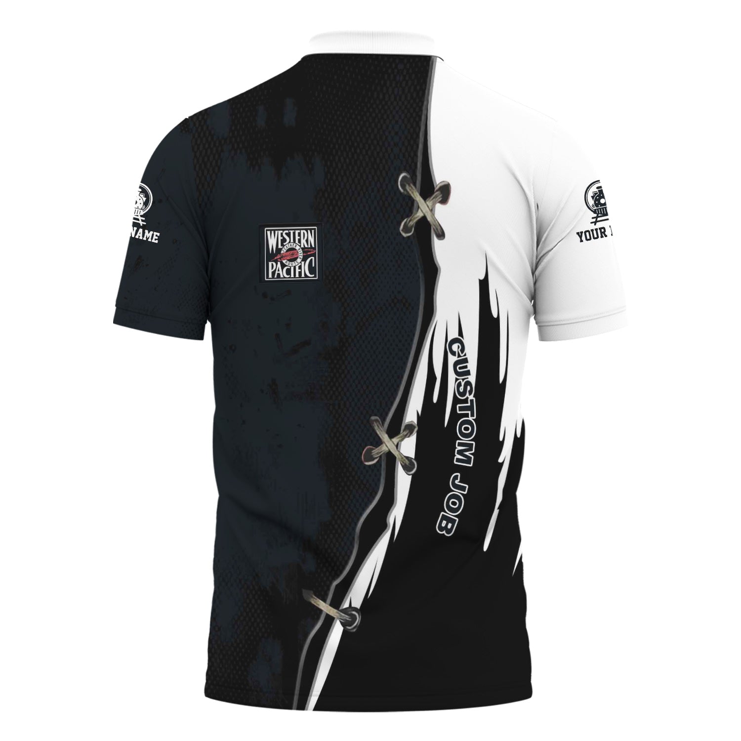 Railspirit Personalized Western Pacific Railroad Polo Shirt Retro Stitches Design with Custom Position Train Shirt