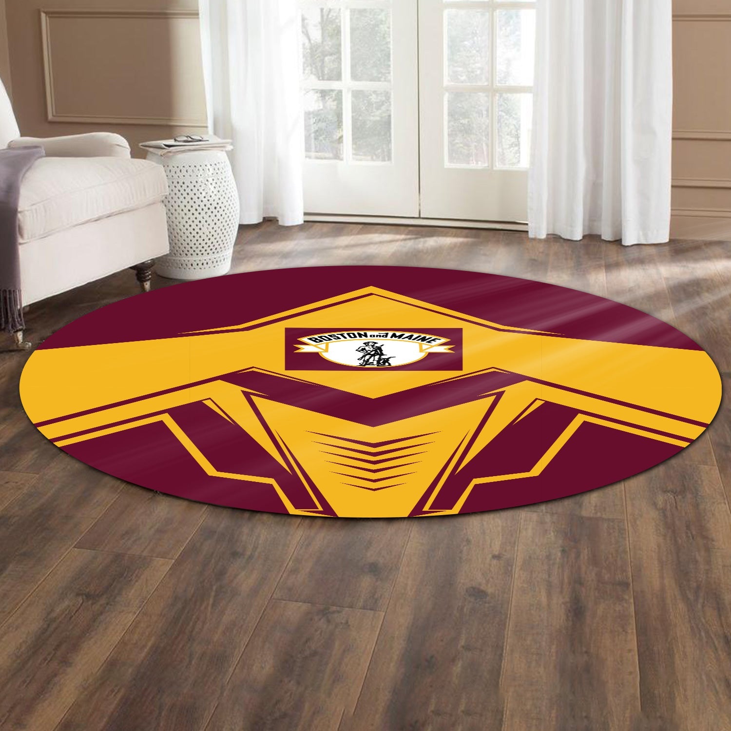 Railspirit Boston and Maine Railroad Round Mat Railway Trainspotter Style Mat Gift Idea For Foamers