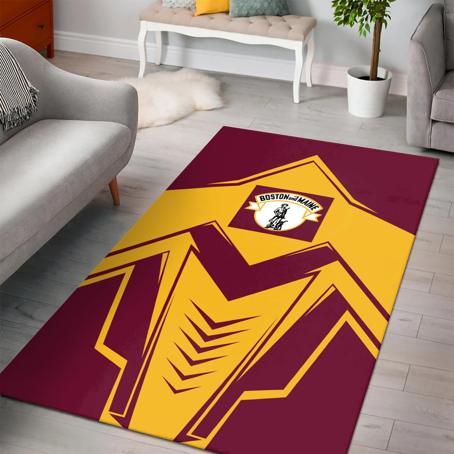 Railspirit Boston and Maine Railroad Area Rug Railway Trainspotter Style Rug Gift Idea For Foamers