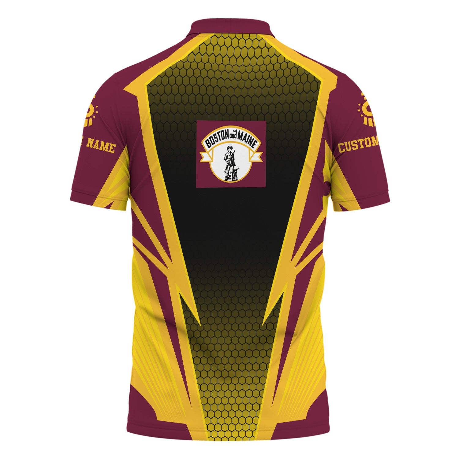 Railspirit Personalized Boston and Maine Railroad Polo Shirt Lightning Graphic Style Shirt Gift Idea For Train Lover