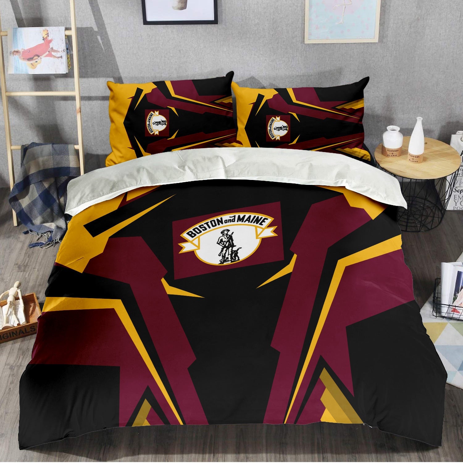 Railspirit Boston and Maine Railroad Bedding Set Strong Line Style Bedding Set All Over Print
