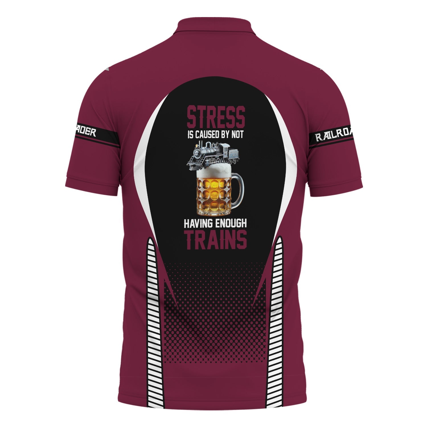 Railspirit Personalized Boston and Maine Railroad Polo Shirt Stress Is Caused By Not Having Enough Trains Shirt All Over Print