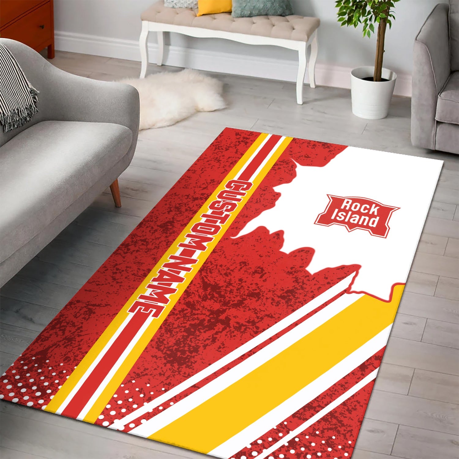 Railspirit Personalized Chicago, Rock Island and Pacific Railroad Area Rug Vintage Rock Island Railroad All Over Printed Rug