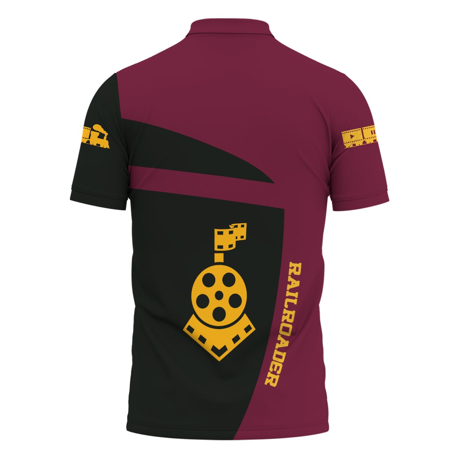 Railspirit Personalized Boston and Maine Railroad Polo Shirt All Aboard Steam Train Movie Projector Style Shirt