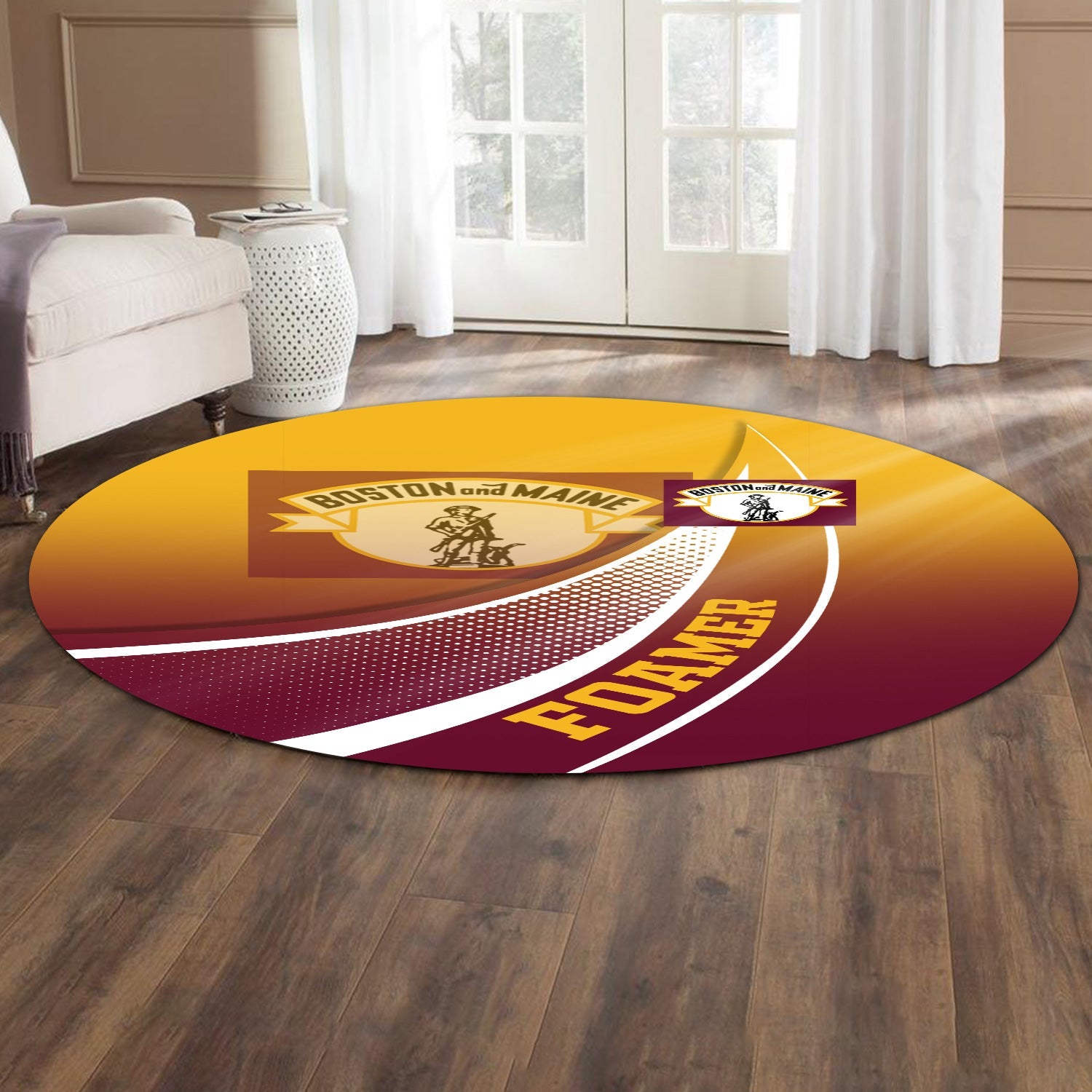 Railspirit Boston and Maine Railroad Round Mat Railway-Themed Style Mat Gift Idea For Trainspotter