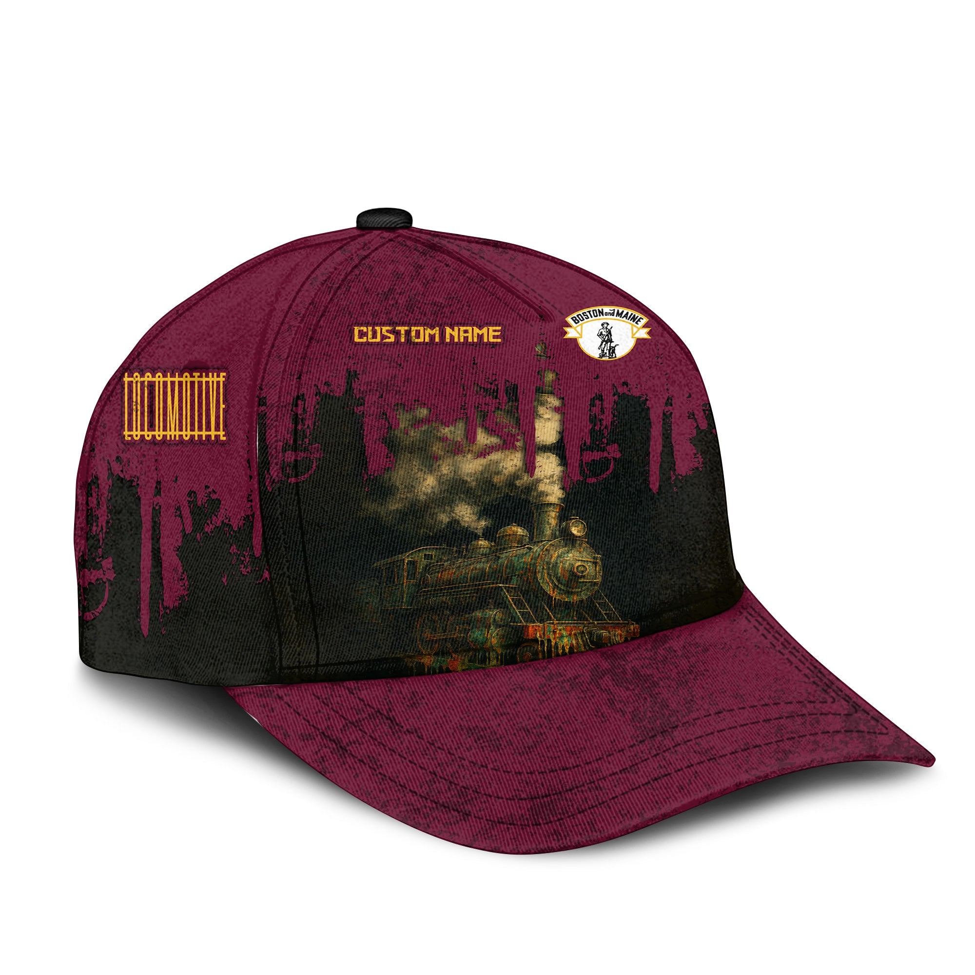 Railspirit Personalized Boston and Maine Railroad Classic Cap Vintage Train Art Style Cap For Locomotive Fans