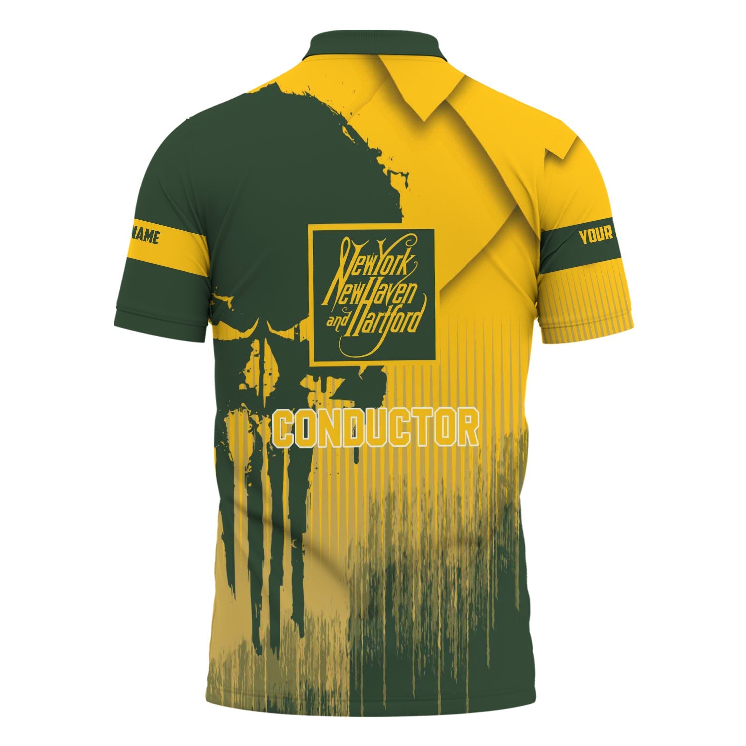 Railspirit Personalized New York, New Haven and Hartford Railroad Polo Shirt Skull Design with Custom Job New Haven Railroad Train Shirt