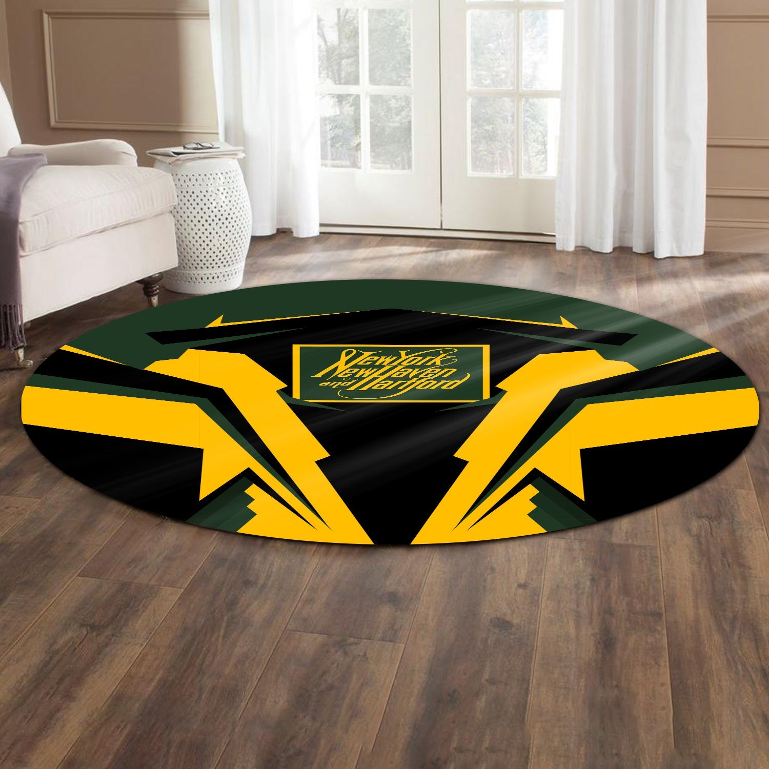 Railspirit New York, New Haven and Hartford Railroad Round Mat Strong Line Style New Haven Railroad Mat All Over Print