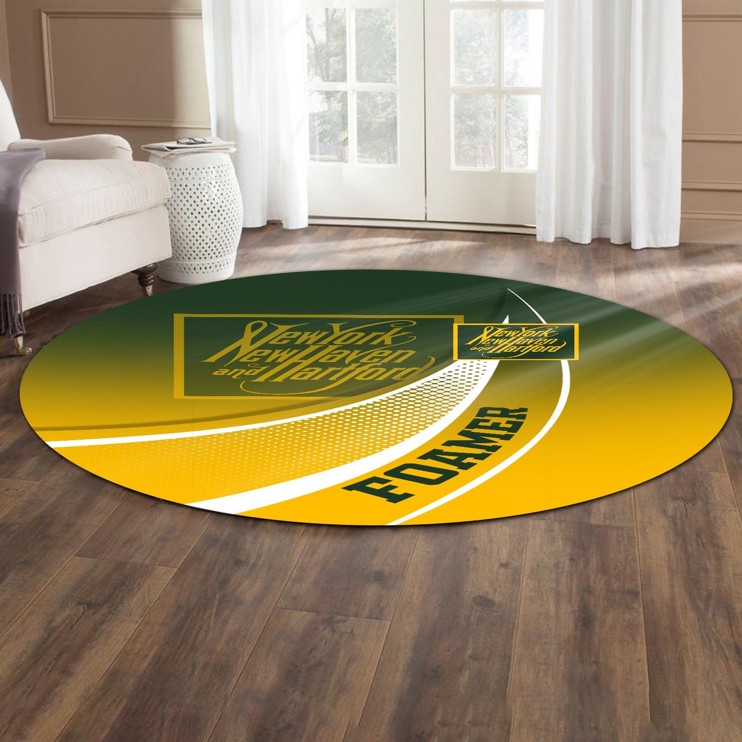 Railspirit New York, New Haven and Hartford Railroad Round Mat Railway-Themed Style New Haven Railroad Mat Gift Idea For Trainspotter