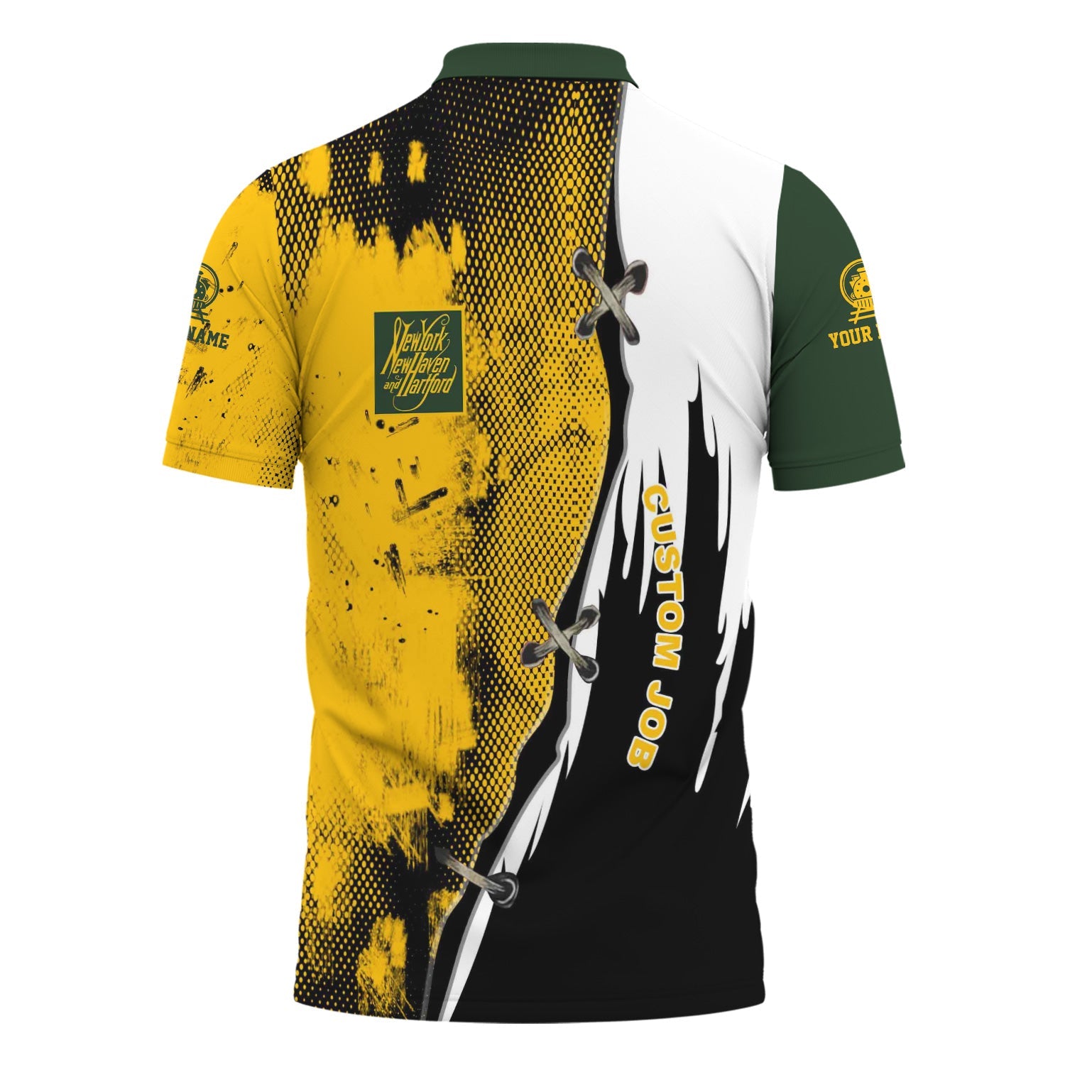 Railspirit Personalized New York, New Haven and Hartford Railroad Polo Shirt Retro Stitches with Custom Position New Haven Railroad Train Shirt