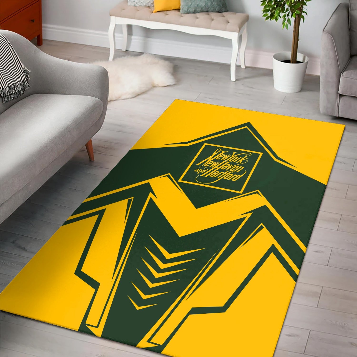 Railspirit New York, New Haven and Hartford Railroad Area Rug Railway Trainspotter Style New Haven Railroad Rug Gift Idea For Foamers