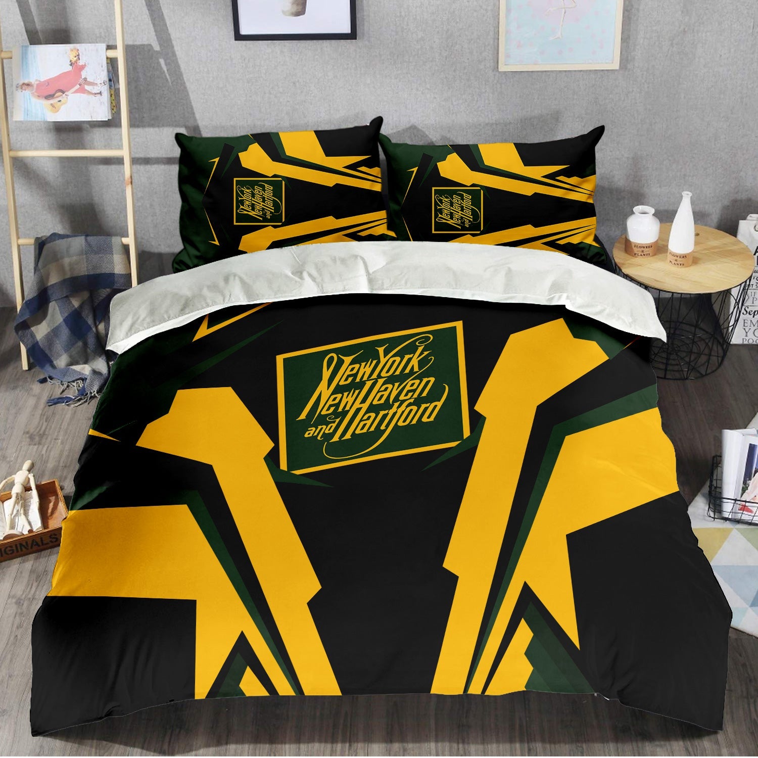 Railspirit New York, New Haven and Hartford Railroad Bedding Set Strong Line Style New Haven Railroad Bedding Set All Over Print