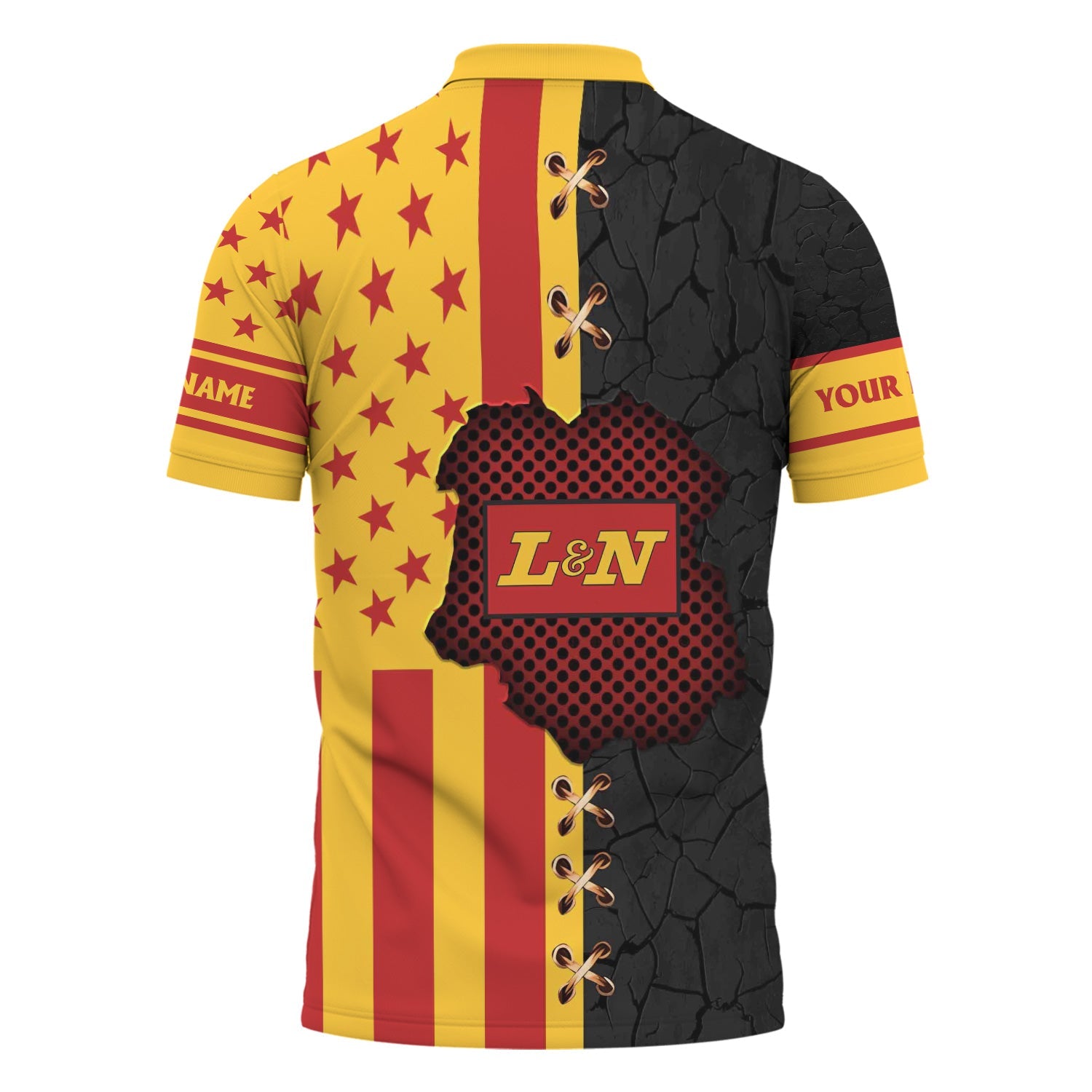 Railspirit Personalized Louisville and Nashville Railroad Polo Shirt American Flag with Crack Effect L&N Train Shirt