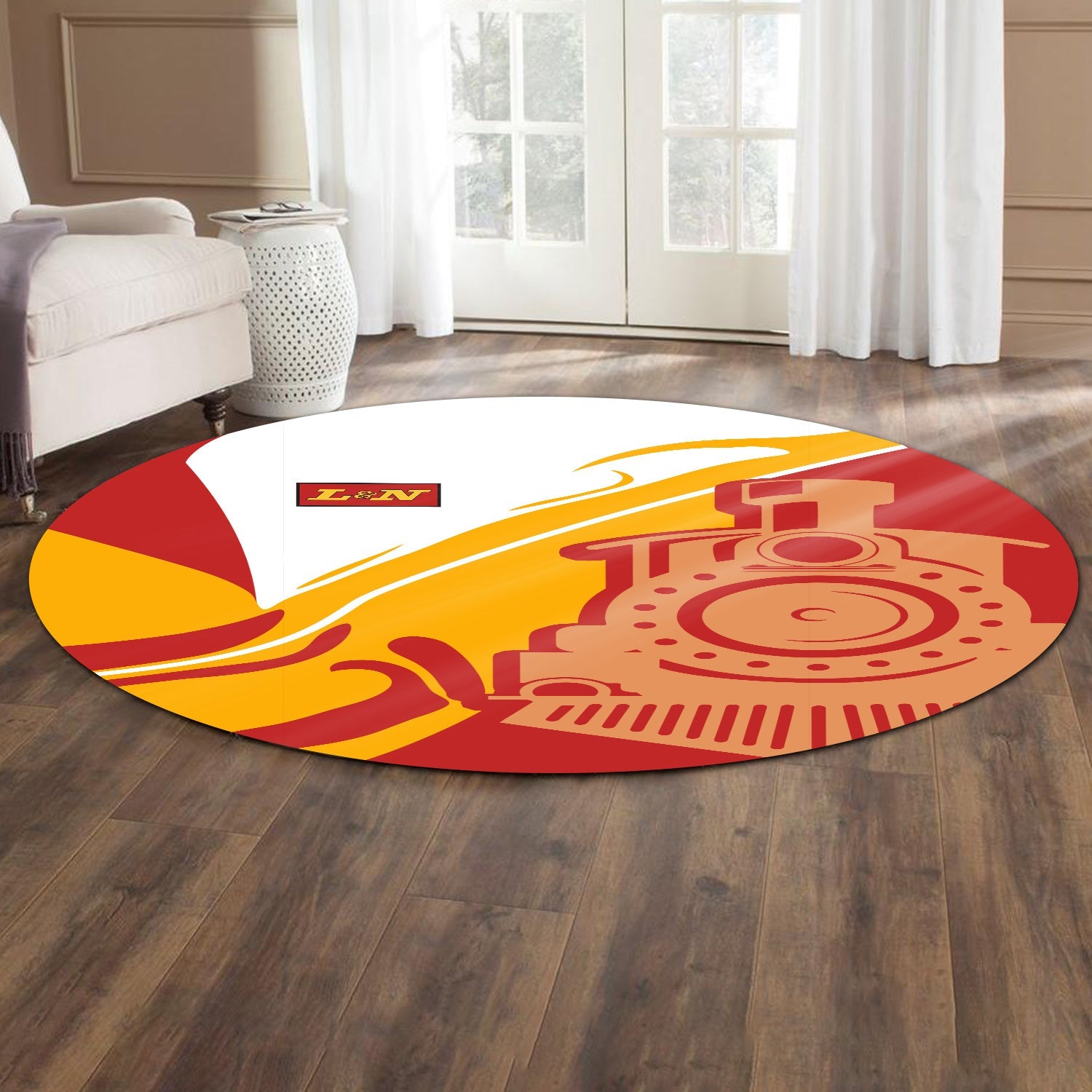 Railspirit Louisville and Nashville Railroad Round Mat Flame-Inspired Style L&N Mat Gift Idea For Train Lovers