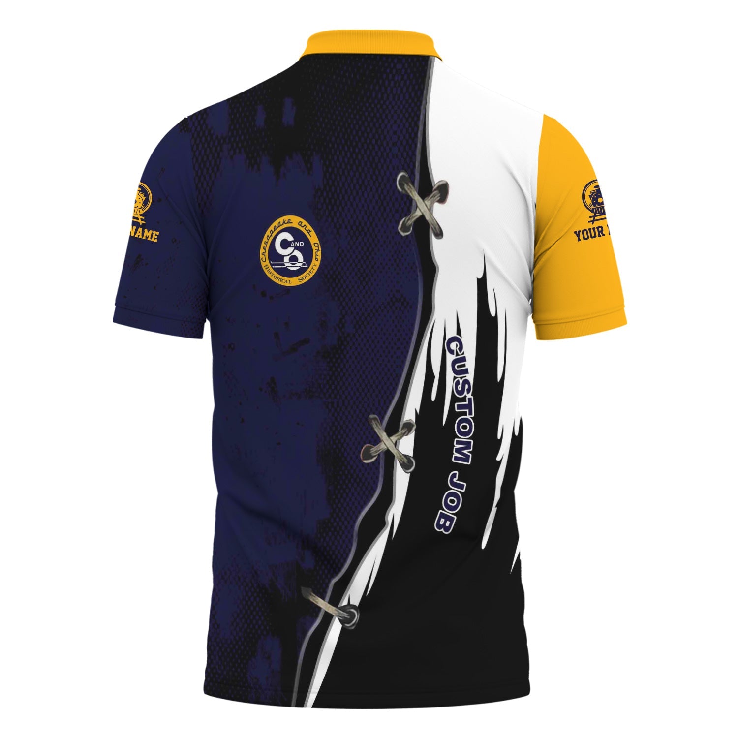 Railspirit Personalized Chesapeake and Ohio Railway Polo Shirt Retro Stitches Design with Custom Position C&O Train Shirt