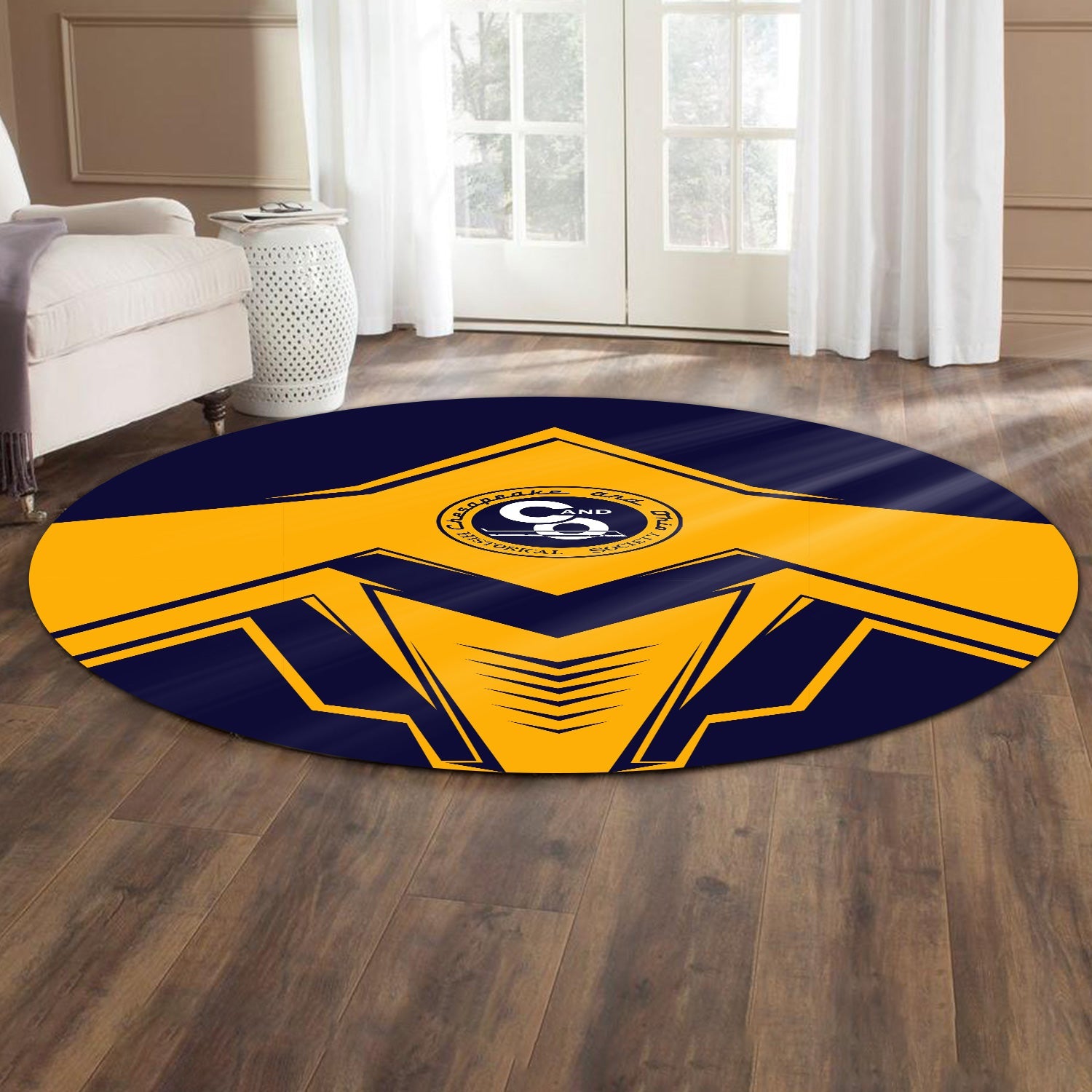 Railspirit Chesapeake and Ohio Railway Round Mat Railway Trainspotter Style C&O Mat Gift Idea For Foamers