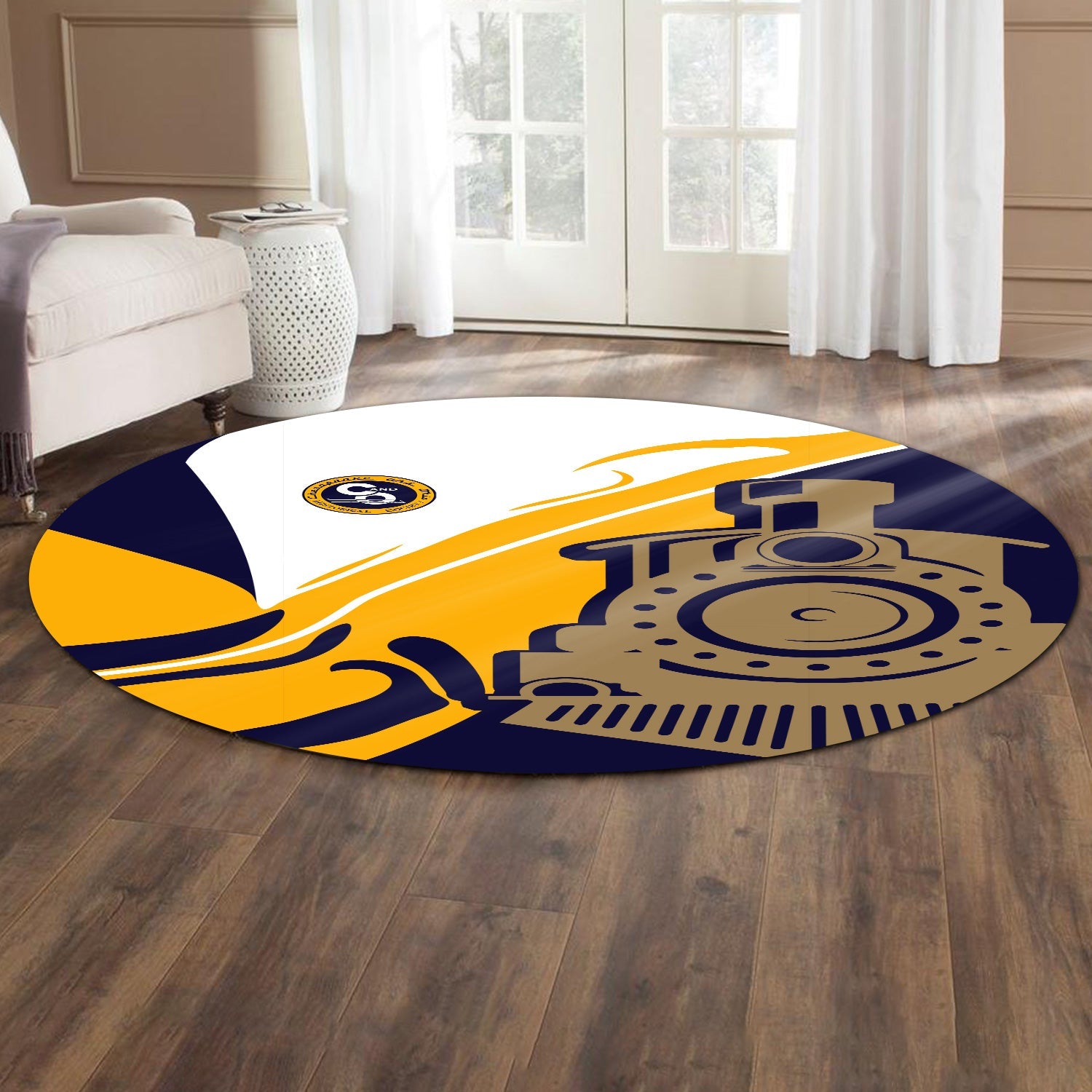 Railspirit Chesapeake and Ohio Railway Round Mat Flame-Inspired Style C&O Mat Gift Idea For Train Lovers