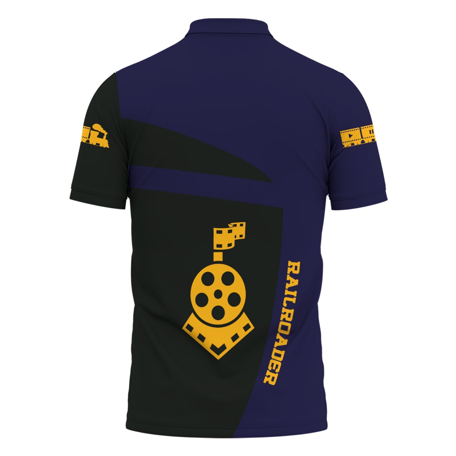 Railspirit Personalized Chesapeake and Ohio Railway Polo Shirt All Aboard Steam Train Movie Projector Style C&O Shirt