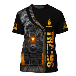 Railspirit Personalized Vintage Steam Train T-Shirt - Perfect Gift for Railfans
