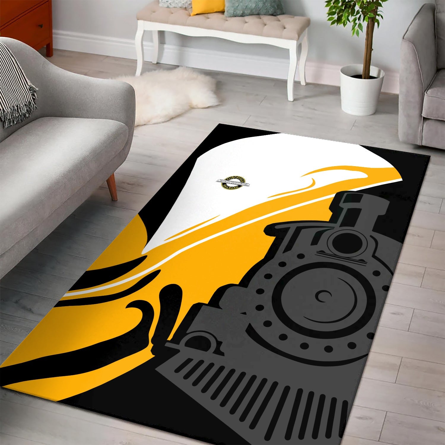 Railspirit Clinchfield Railroad Area Rug Flame-Inspired Style Rug Gift Idea For Train Lovers