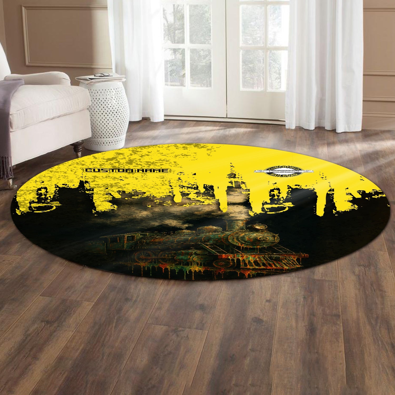 Railspirit Personalized Clinchfield Railroad Round Mat Vintage Train Art Style Mat For Locomotive Fans