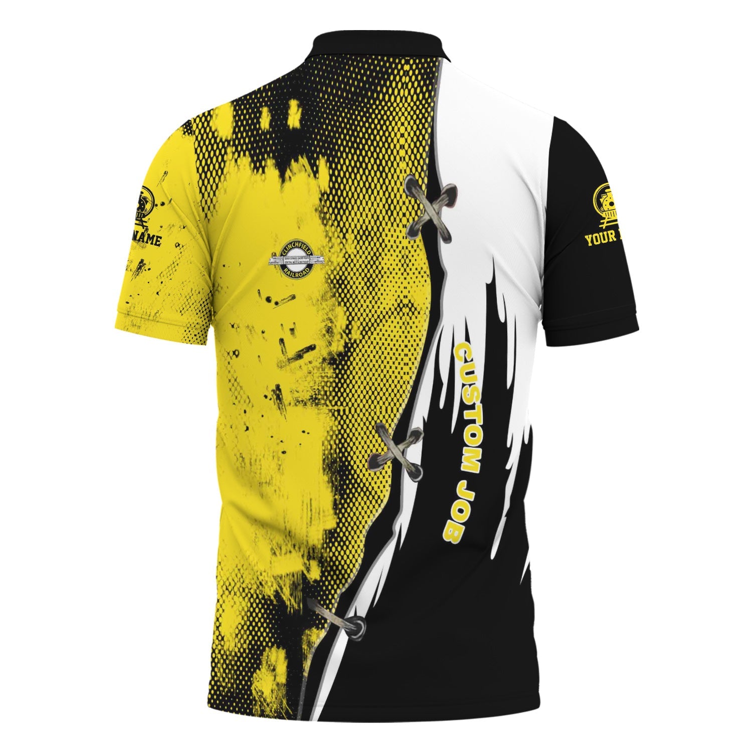 Railspirit Personalized Clinchfield Railroad Polo Shirt Retro Stitches Design with Custom Position Train Shirt