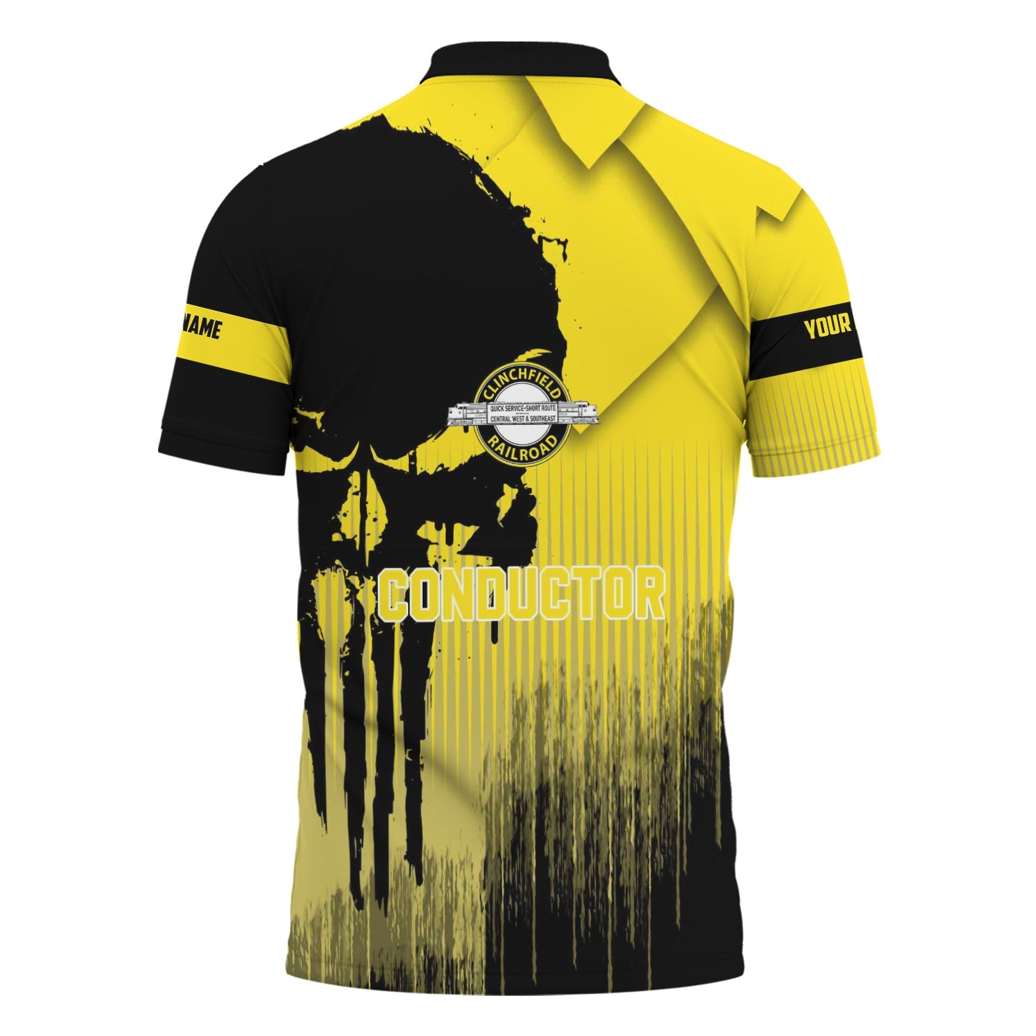 Railspirit Personalized Clinchfield Railroad Polo Shirt Skull Design with Custom Job Train Shirt for Trackhead Crew