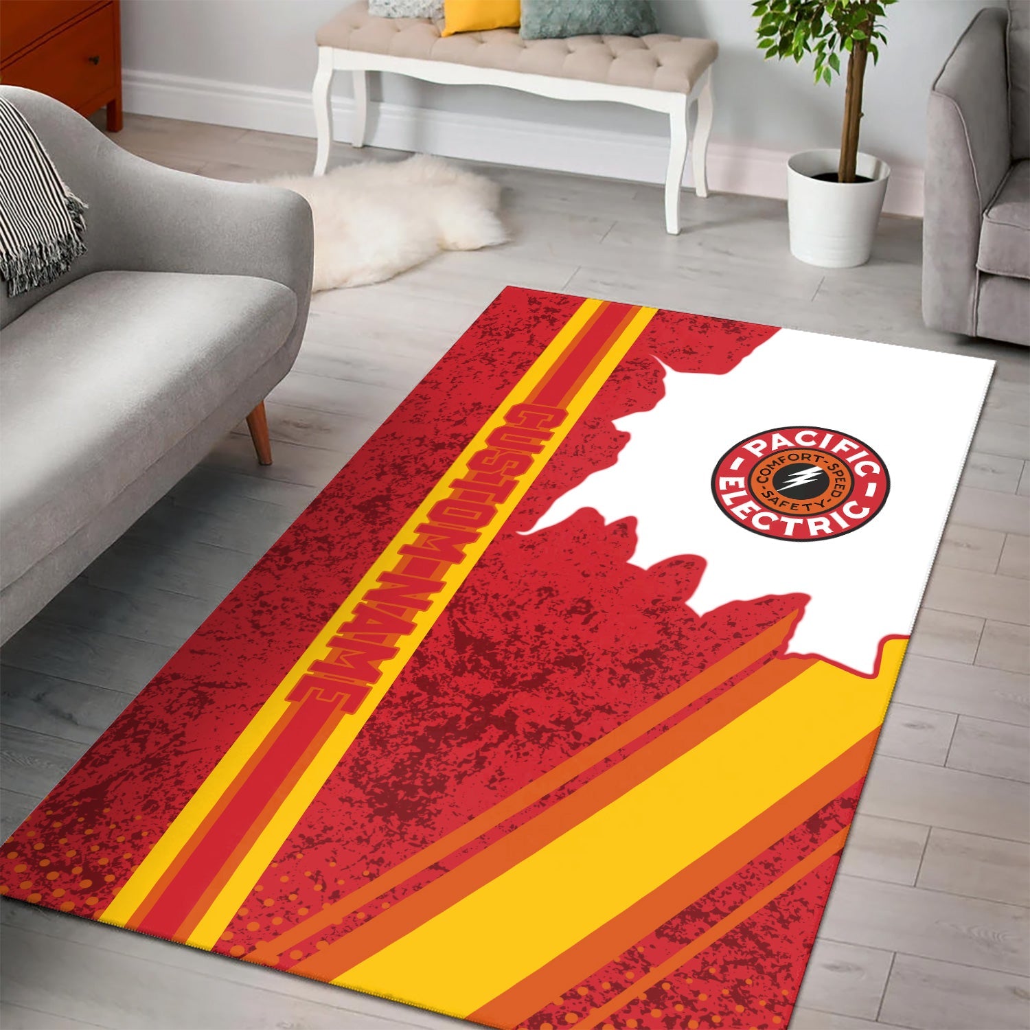 Railspirit Personalized Pacific Electric Railroad Area Rug Vintage All Over Printed Rug