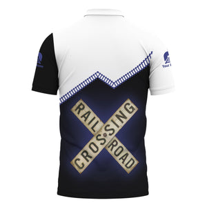 Railspirit Personalized New York, Chicago and St. Louis Railroad Polo Shirt Railroad Crossing Printed Train Track Shirt