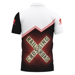 Railspirit Personalized Chicago, Rock Island and Pacific Railroad Polo Shirt Railroad Crossing Nickel Plate Road Printed Train Track Shirt