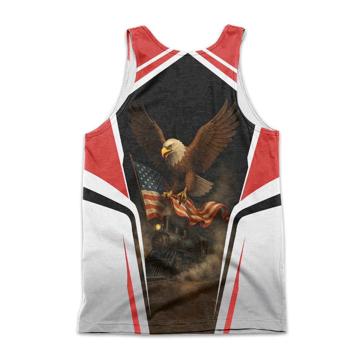 Railspirit Personalized Chicago, Rock Island and Pacific Railroad Men Tank Top American Eagle Vintage Train Rock Island Railroad Shirt