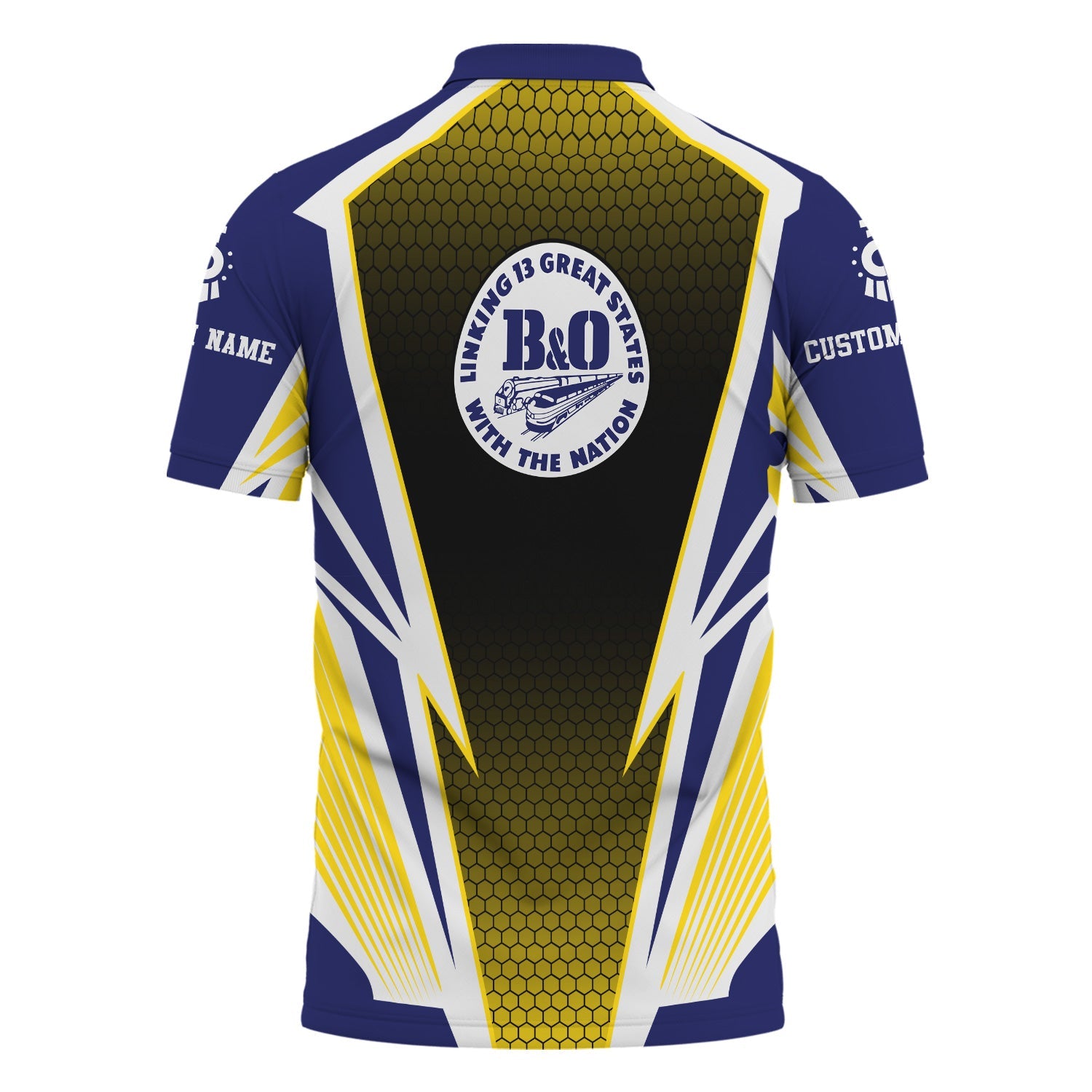 Railspirit Personalized B&O Great States Railroad Polo Shirt Lightning Graphic Style Shirt Gift Idea For Train Lover