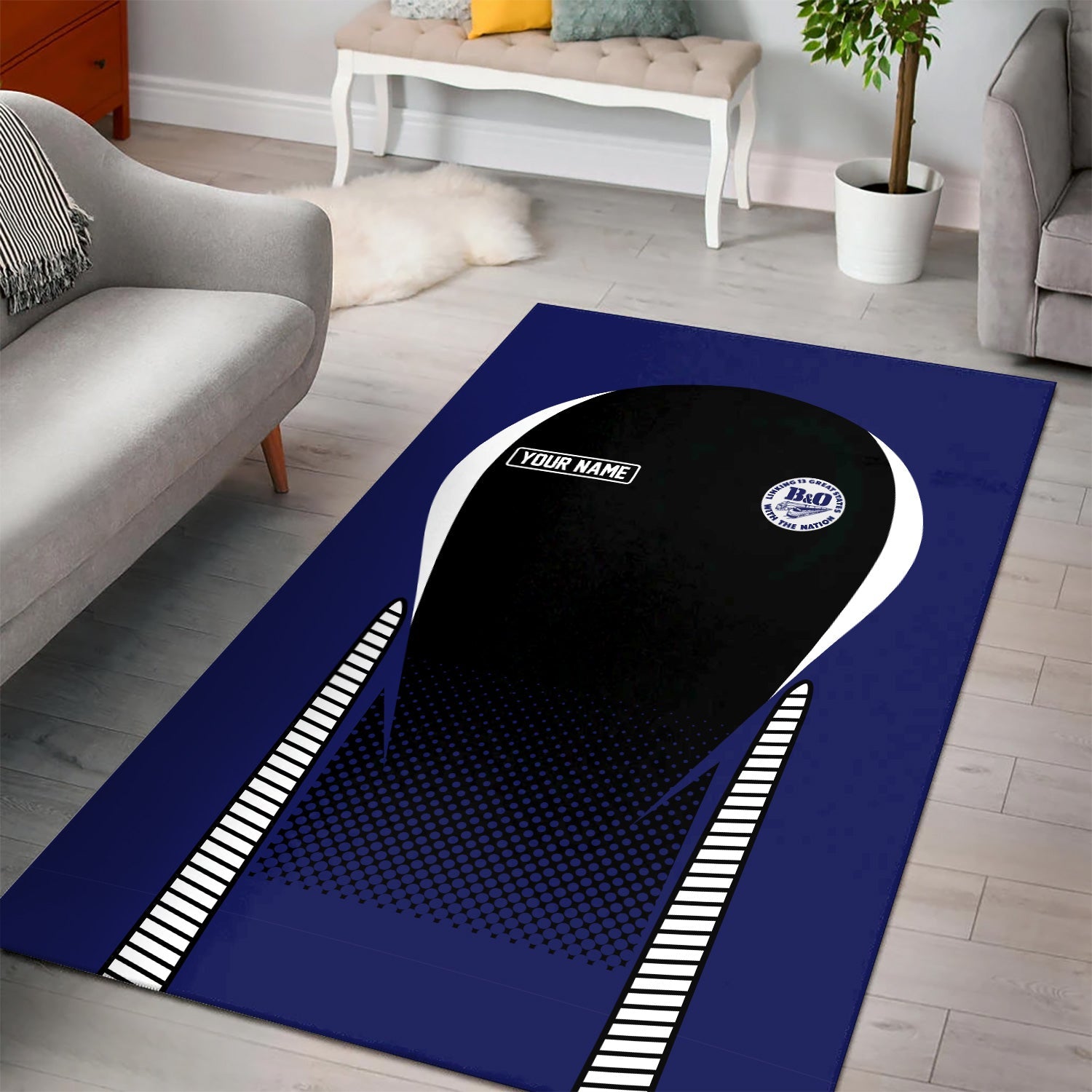 Railspirit Personalized B&O Great States Railroad Area Rug All Over Printed Rug