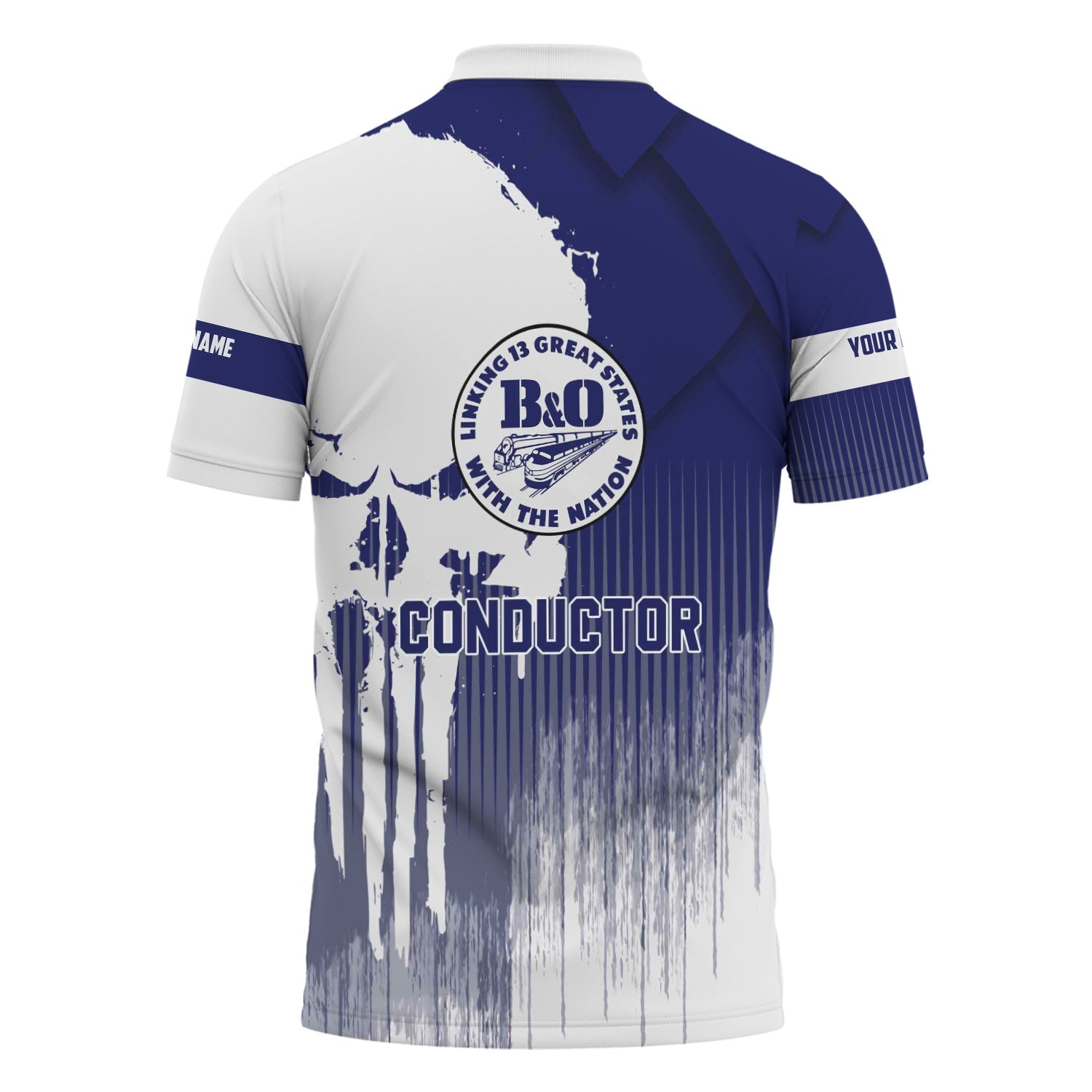 Railspirit Personalized B&O Great States Railroad Polo Shirt Skull Design with Custom Job Train Shirt for Trackhead Crew