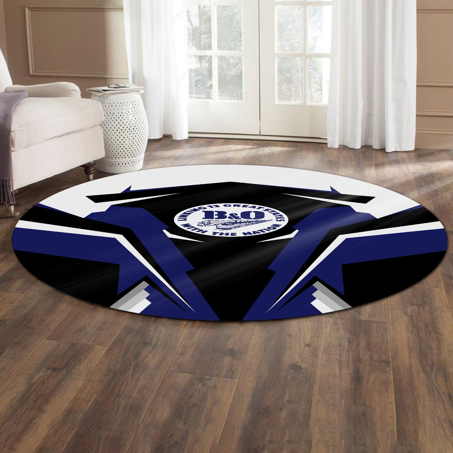 Railspirit B&O Great States Railroad Round Mat Strong Line Style Rug All Over Print