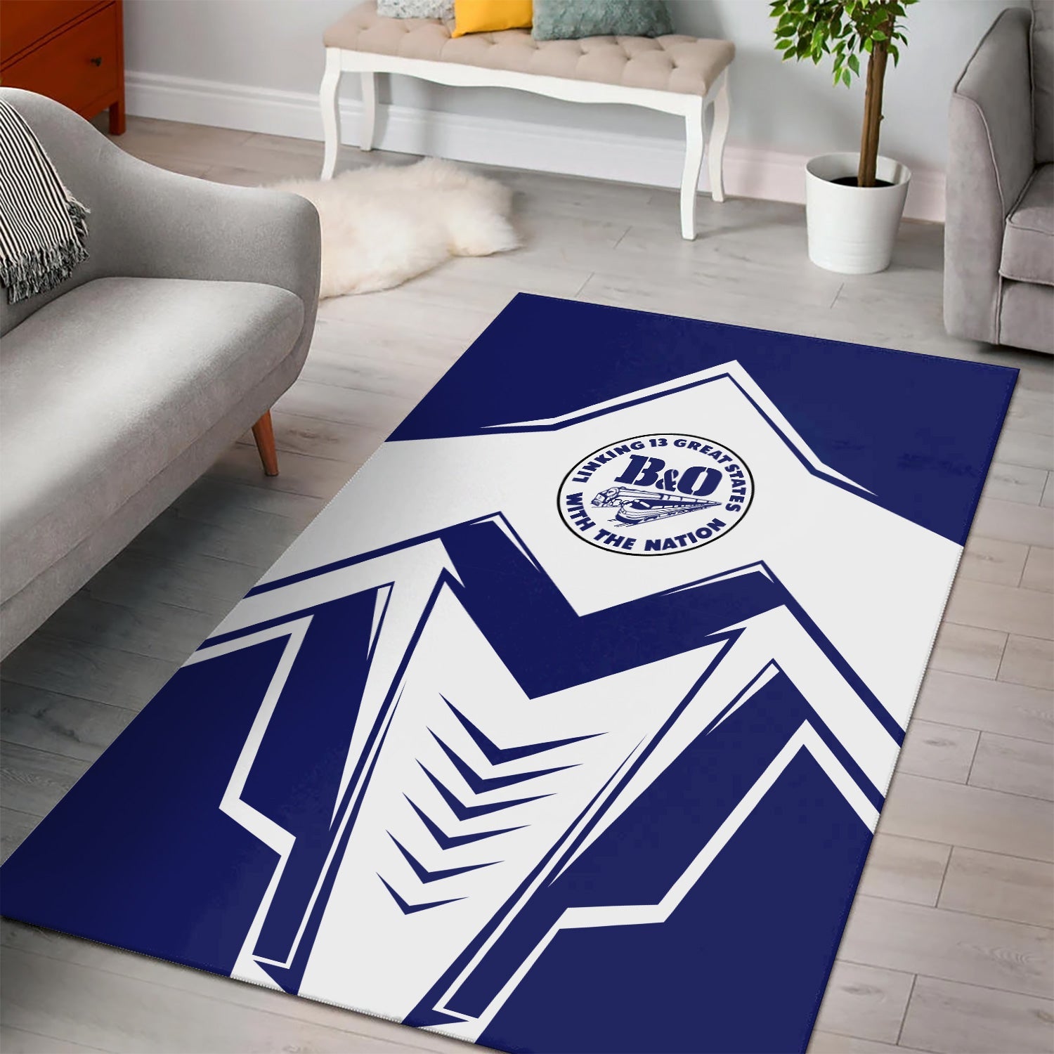 Railspirit B&O Great States Railroad Area Rug Railway Trainspotter Style Rug Gift Idea For Foamers