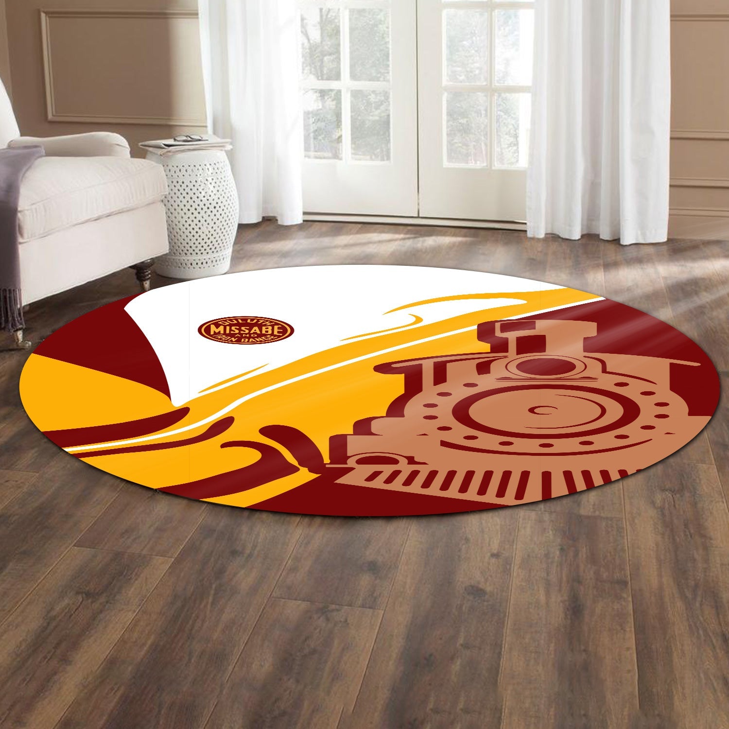 Railspirit Duluth, Missabe, & Iron Range Railroad Round Mat Flame-Inspired Style Mat Gift Idea For Train Lovers