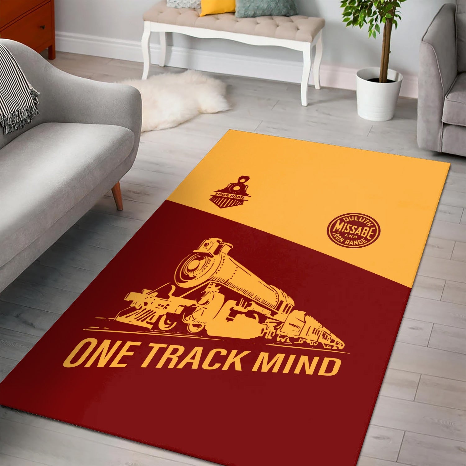Railspirit Personalized Duluth, Missabe, & Iron Range Railroad Area Rug One Track Mind Train Rug Gift Idea For Train Lover