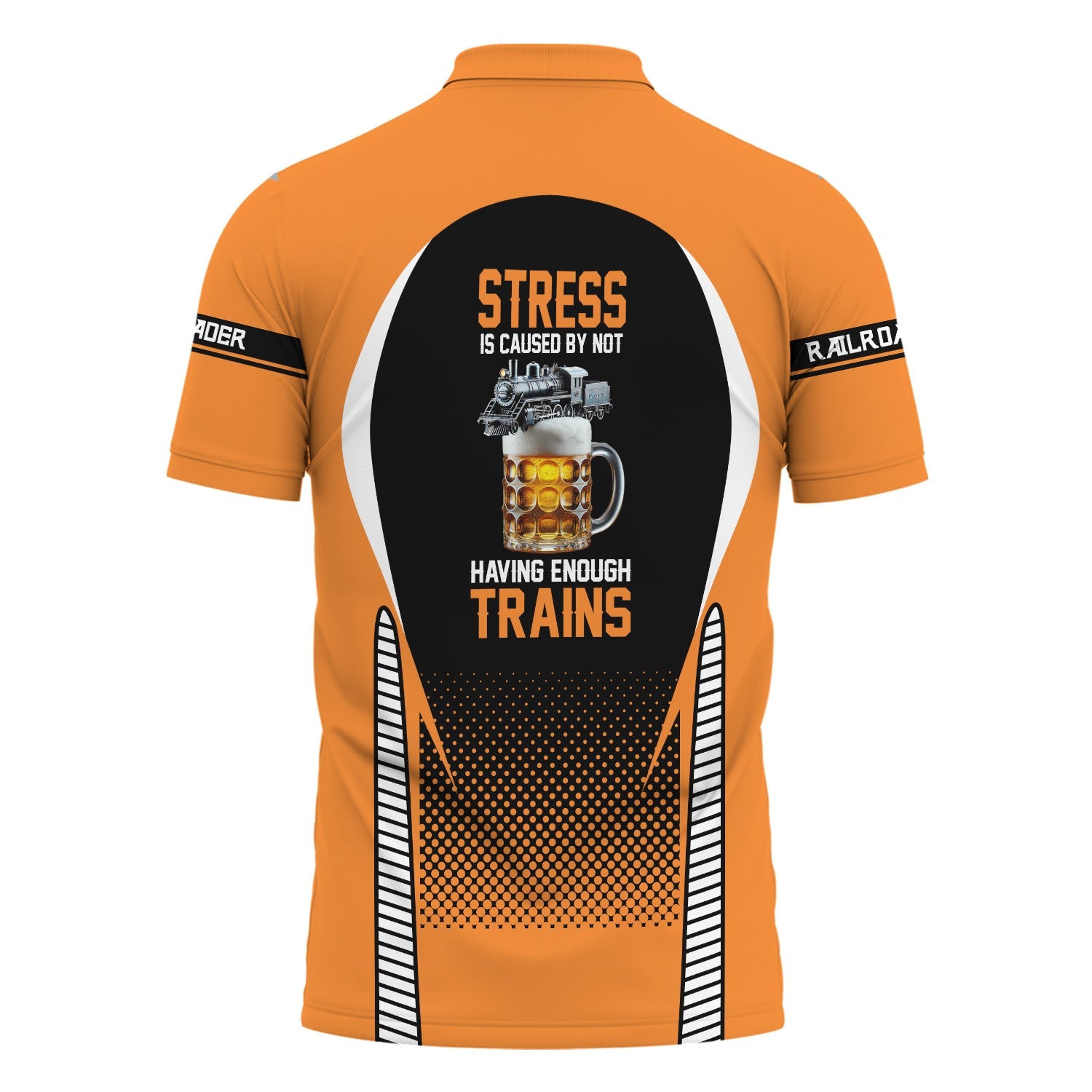 Railspirit Personalized BNSF Railway Polo Shirt Stress Is Caused By Not Having Enough Trains Shirt All Over Print