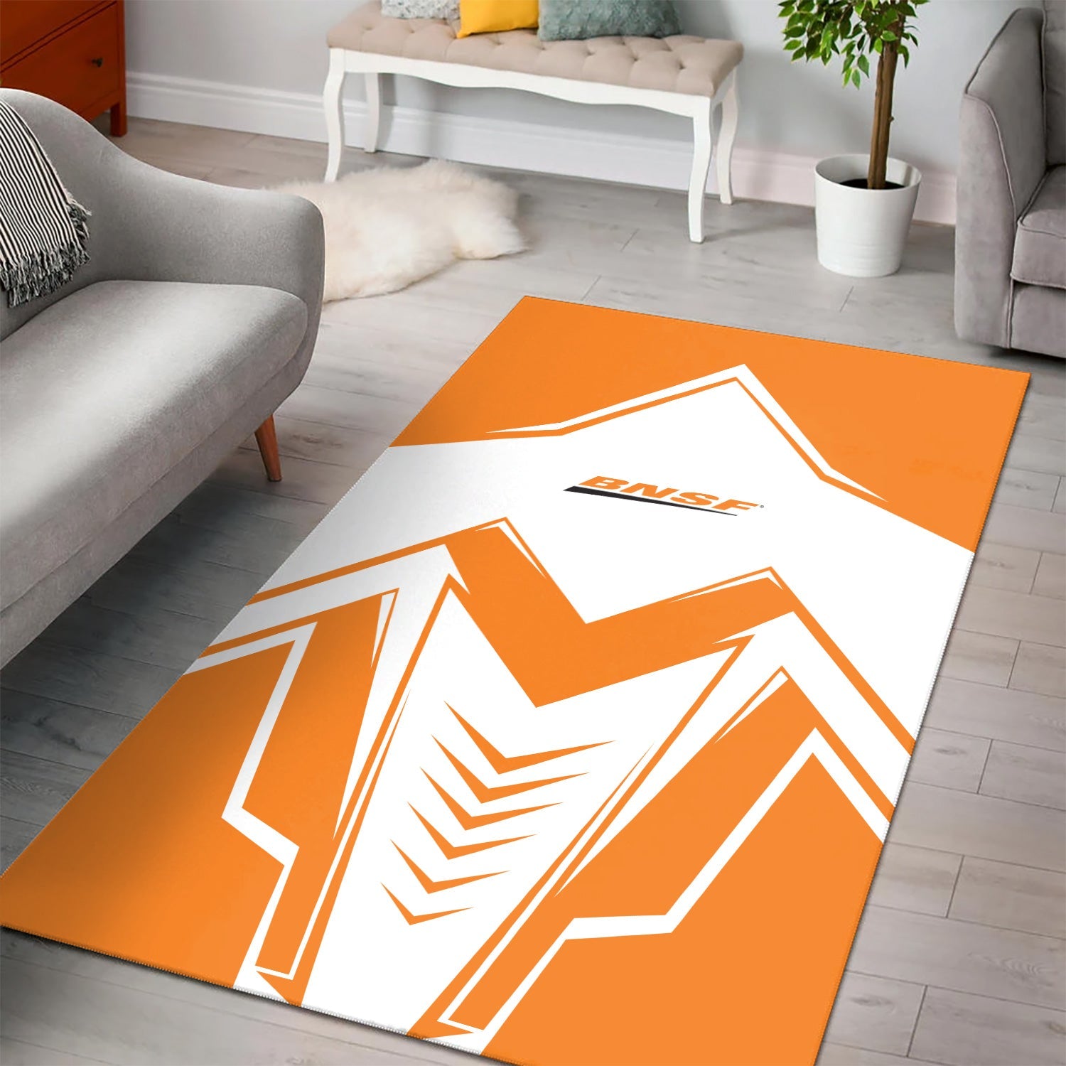 Railspirit BNSF Railway Area Rug Railway Trainspotter Style Rug Gift Idea For Foamers