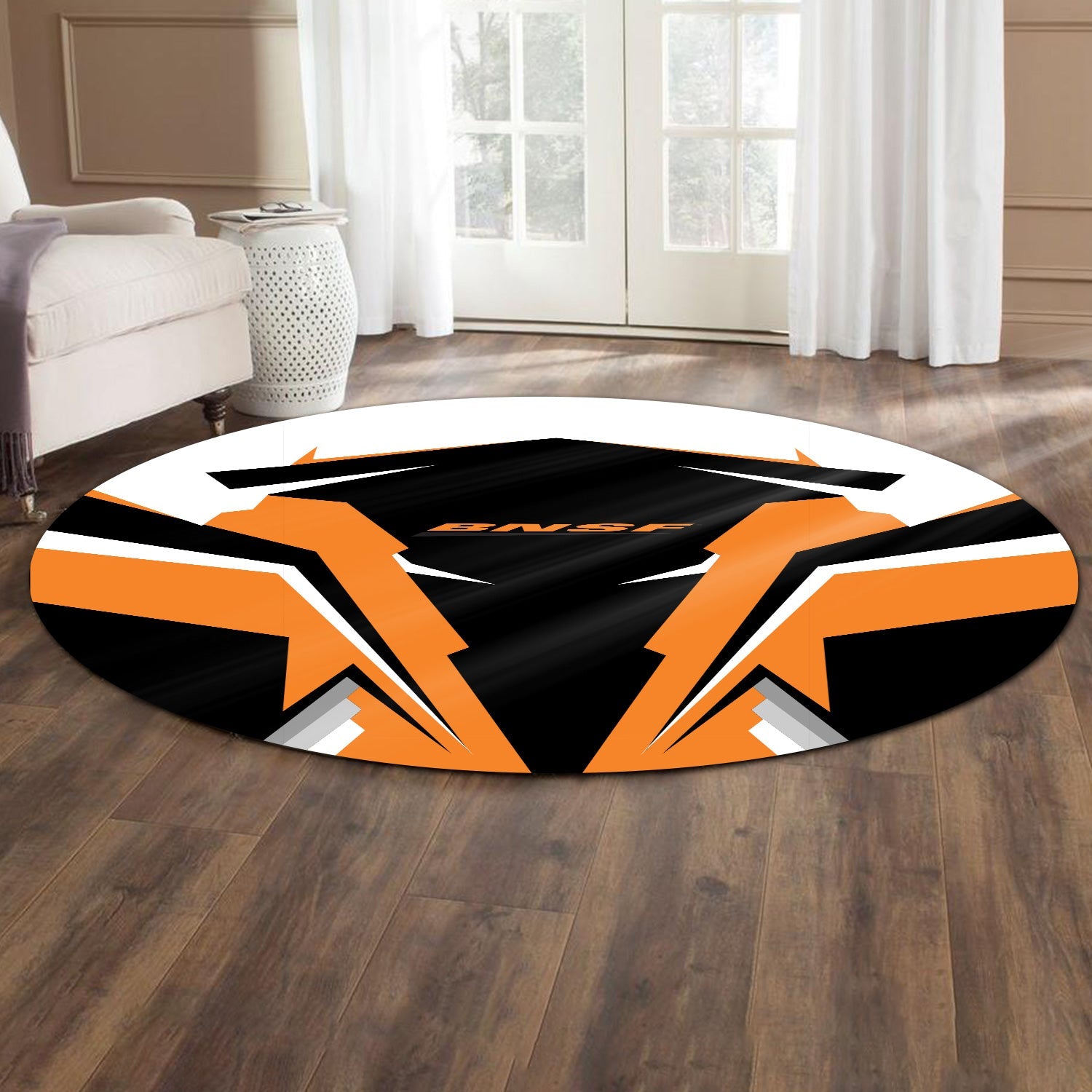 Railspirit BNSF Railway Round Mat Strong Line Style Rug All Over Print