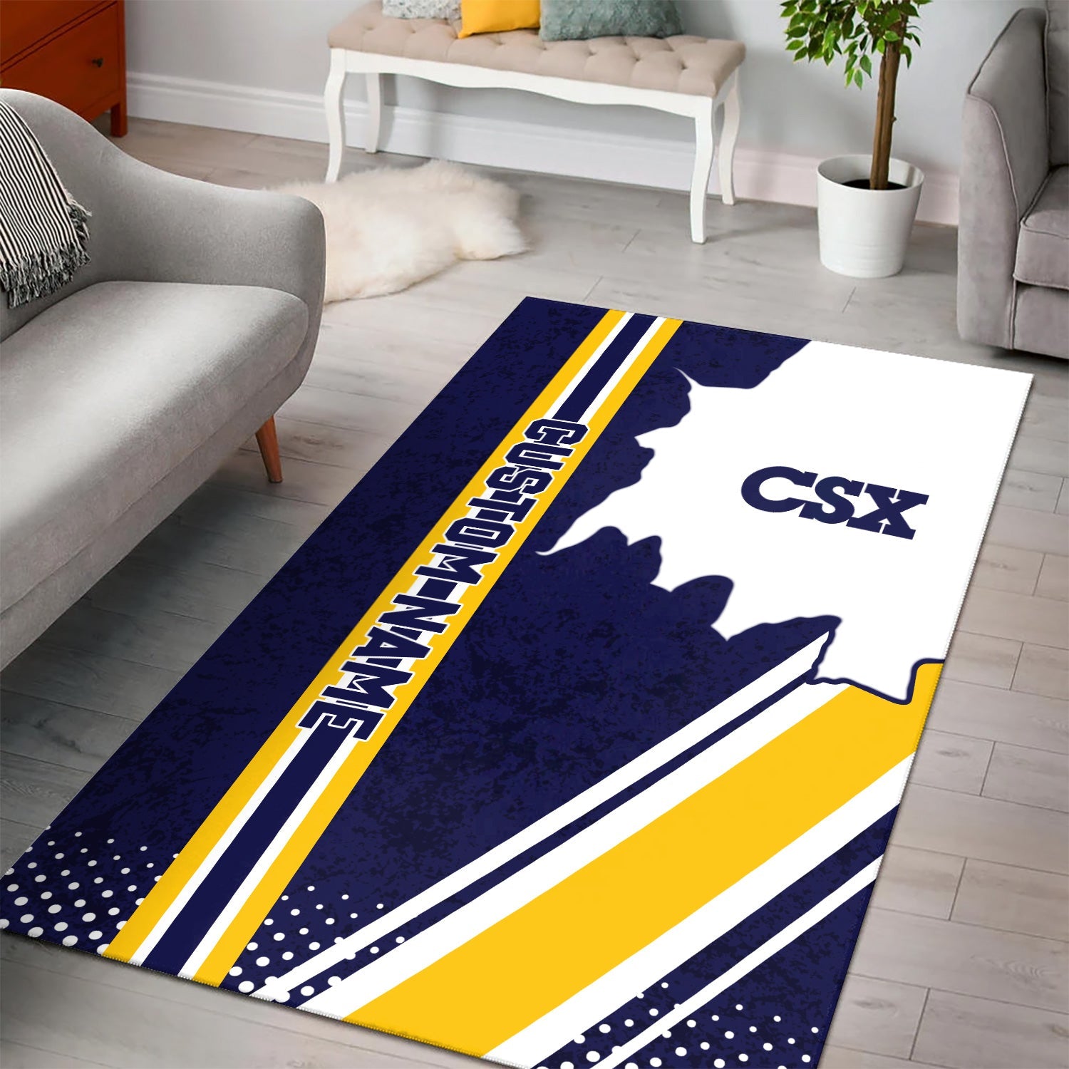Railspirit Personalized CSX Transportation Railroad Area Rug Vintage All Over Printed Rug