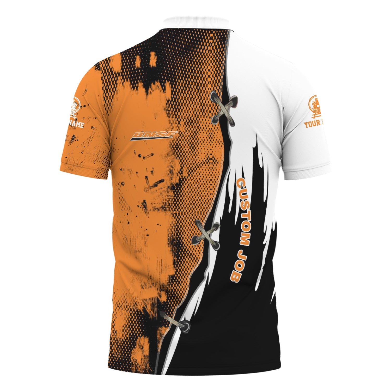 Railspirit Personalized BNSF Railway Polo Shirt Retro Stitches Design with Custom Position Train Shirt