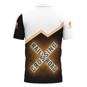 Railspirit Personalized BNSF Railway Polo Shirt Railroad Crossing Printed Train Track Shirt