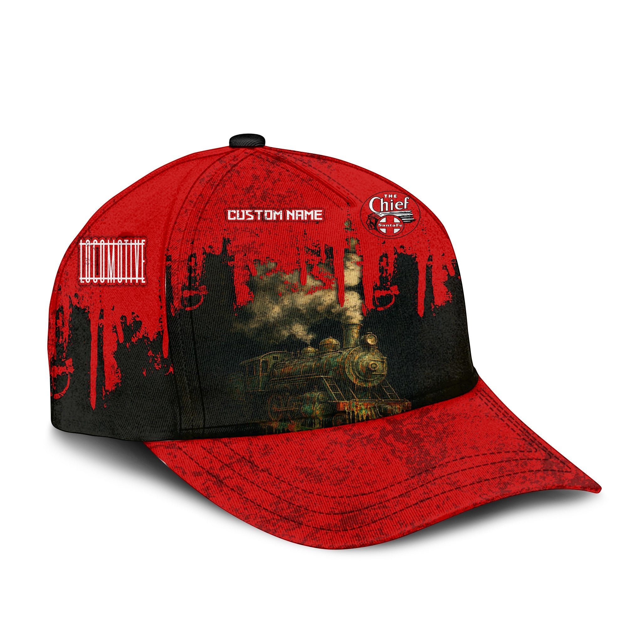 Railspirit Personalized The Chief Santa Fe Railroad Classic Cap Vintage Train Art Style Cap For Locomotive Fans