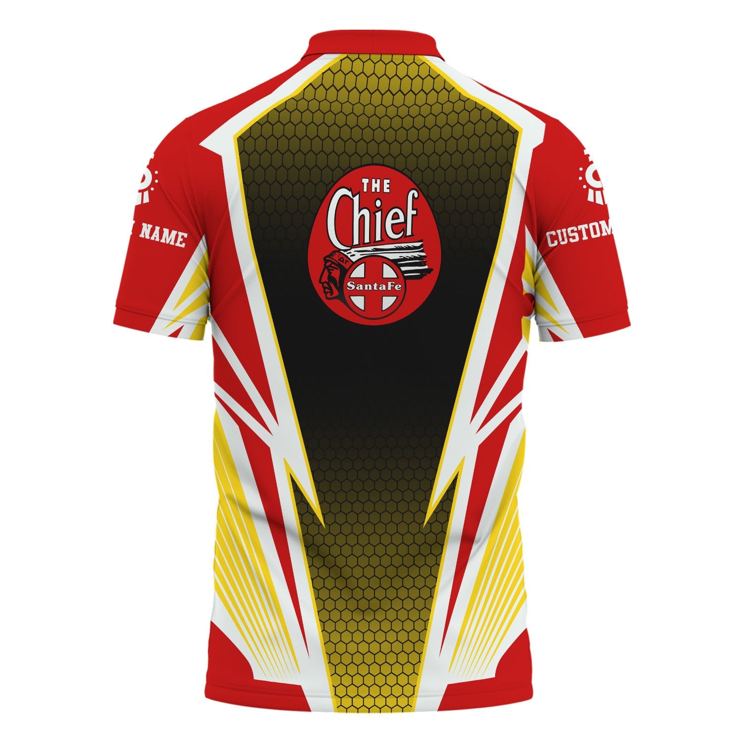 Railspirit Personalized The Chief Santa Fe Railroad Polo Shirt Lightning Graphic Style Shirt Gift Idea For Train Lover